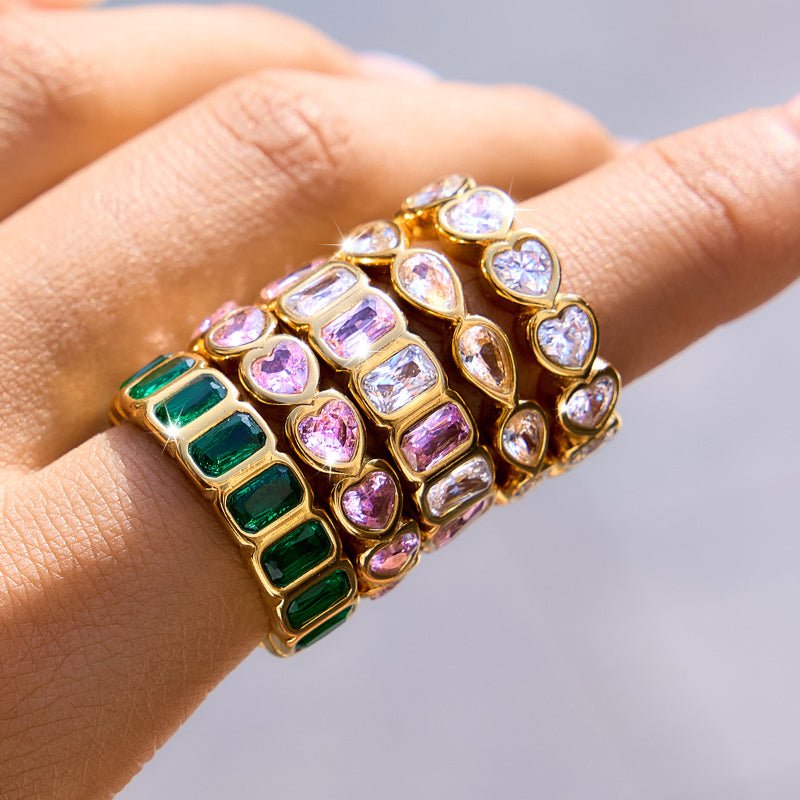 Stainless Steel Zircon Ring Minimalist High Grade Design Finger Ring 18K Gold European American Cross Border Titanium Steel Jewelry For Women