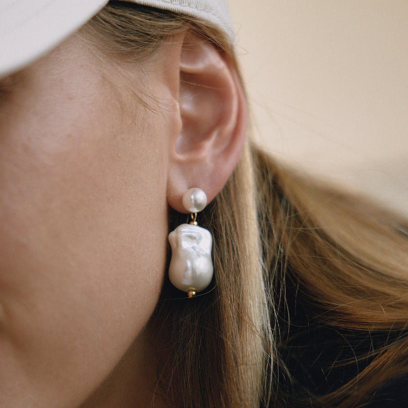 Titanium Steel Imitation Baroque Pearl Stud Earrings Light Luxury Premium Earrings Non Fading Cross Border Stainless Steel Women Jewelry