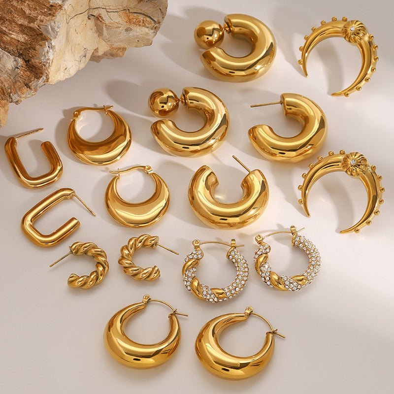 European American Stainless Steel Double C Earrings Premium INS Zircon Earrings Titanium Steel Earrings Cross Border Earrings