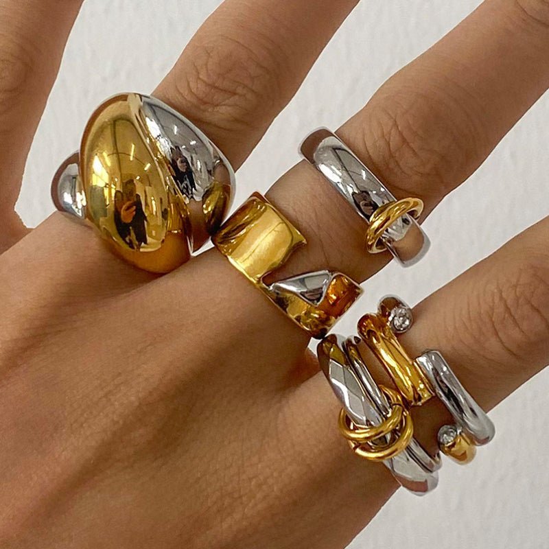 European American Style Color Block Stainless Steel Circle Earrings High End Ins Style Titanium Steel Rings Fashion Jewelry