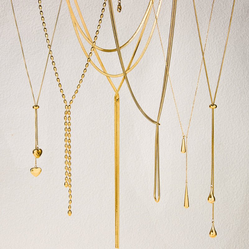 Stainless Steel Y-Shaped Chain Necklace Light Luxury High-End Titanium Steel Long Sweater Chain Fall Winter Cross-Border Jewelry