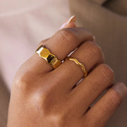 Stainless Steel 18K Gold Plated Ring Minimalist High Grade Finger Ring Design Jewelry Titanium Steel Cross Border Jewelry For Women