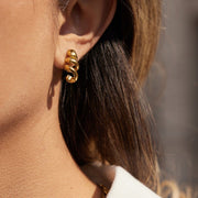 Stainless Steel Spiral Stud Earrings Light Luxury High Grade Earrings Non-Fading Titanium Steel 18K Gold Cross Border Jewelry