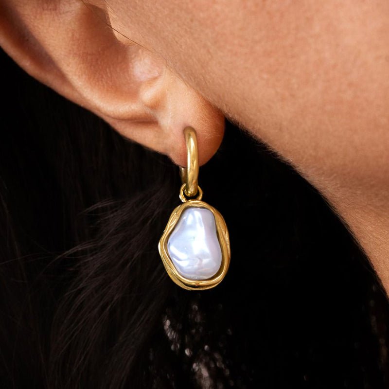 European American Stainless Steel Imitation Baroque Pearl Earrings Light Luxury Premium Titanium Steel Women Jewelry Non Fading Ear Buckles