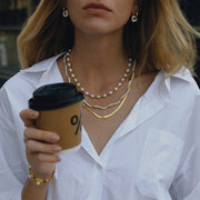 Titanium Steel Faux Pearl Necklace Light Luxury Premium Clavicle Chain Stainless Steel Women Jewelry Non Fading Cross Border