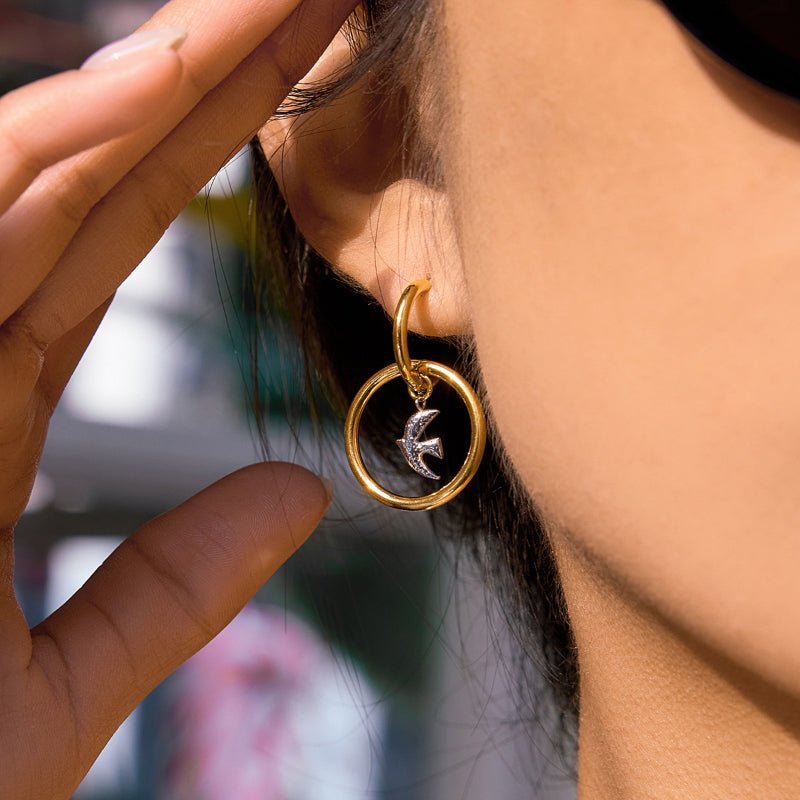 European American Stainless Steel Peace Dove Bird Pendant Earrings Light Luxury High Grade Hoop Earrings Titanium Steel Cross Border Jewelry