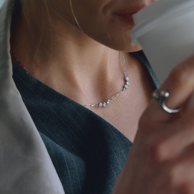 European American Titanium Steel Zircon Necklace Light Luxury Minimalist Design Clavicle Chain Body Chain Stainless Steel Cross Border Jewelry