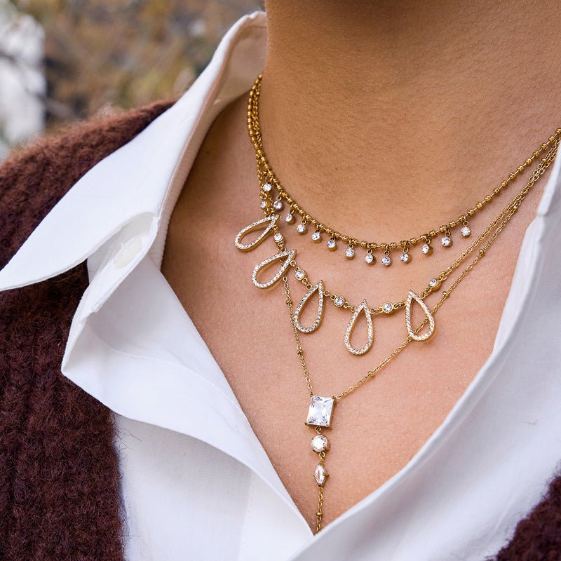 18K Gold Plated Stainless Steel Necklace Light Luxury Minimalist Design Clavicle Chain Body Chain Titanium Steel Cross Border Jewelry