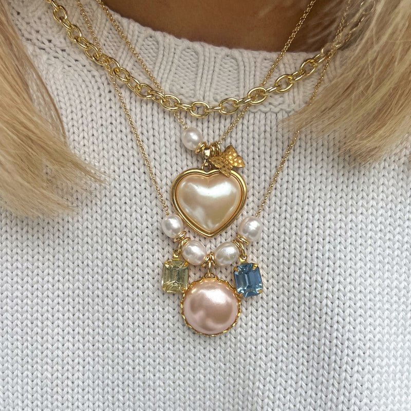 European American Titanium Steel Faux Pearl Necklace Women Stainless Steel Jewelry Premium Non Fading Clavicle Chain Cross Border