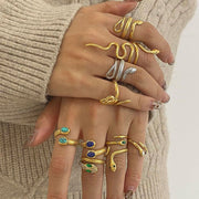 European American Stainless Steel Snake Ring Premium Niche Style Open Finger Ring Titanium Steel Jewelry Cross Border Rings