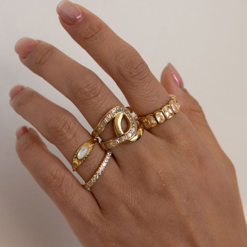 Zircon Titanium Steel Ring Minimalist High Grade Diamond Ring Stainless Steel 18K Gold Cross Border Jewelry For Women Ring