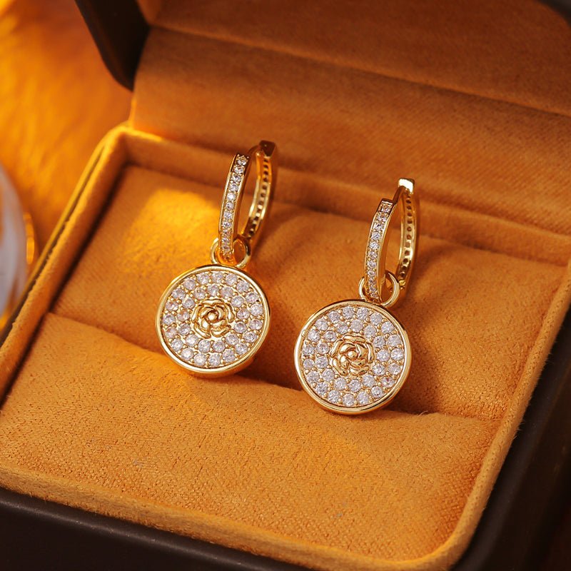 Two Wear Style Exquisite Zircon Earrings Fashion Luxury Temperament Rose Earrings Daily Commute Trendy Drop Earrings