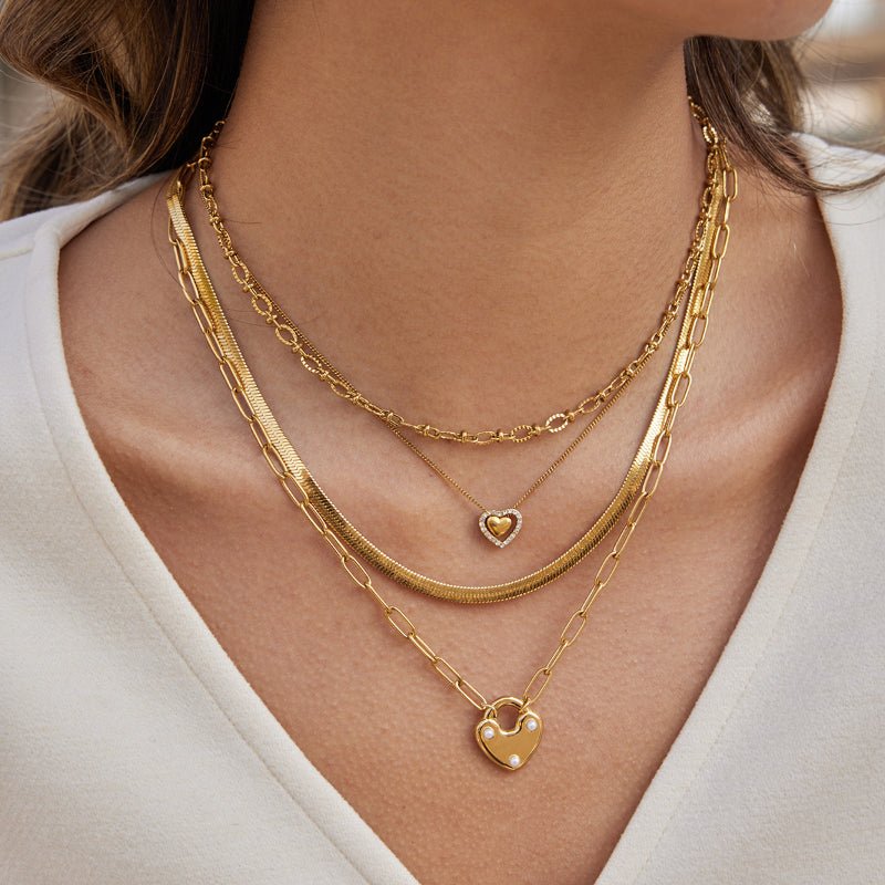 European American Titanium Steel Heart Necklace Light Luxury Niche Clavicle Chain Stainless Steel Jewelry For Women Cross Border Valentine's Day Jewelry