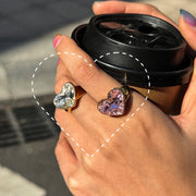 Rhinestone Heart Ring Titanium Steel Non Fading Jewelry Stainless Steel Cross Border Valentine's Day Jewelry Women High End