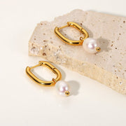 European American INS New Internet Celebrity Same Style Freshwater Pearl Hoop Earrings Fashion Simple Pendant Earrings For Women Circle