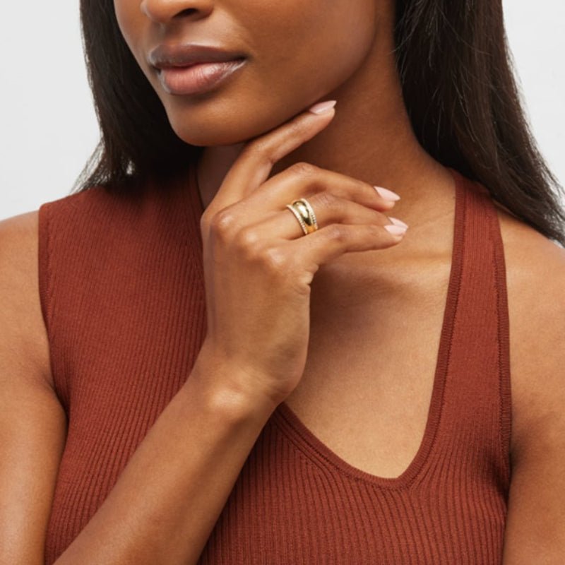 Internet Celebrity Same Style 18K Gold Stainless Steel Crystal Ring Women Fashion Niche Simple Inlaid Crystal Ring Men