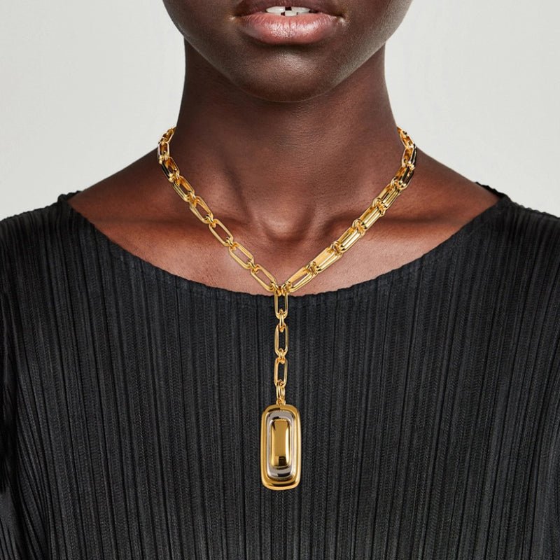 European American Stainless Steel Couple Geometric Necklace Luxury Personalized Clavicle Chain Titanium Steel Gold Plated Jewelry Cross Border