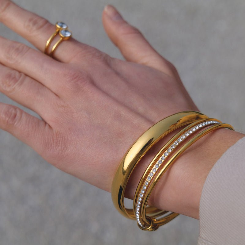 18K Vacuum Plated Stainless Steel Plain Band Gold Bangle Non-Fading Titanium Steel Jewelry Women's Cross-Border Hot Sale Accessories