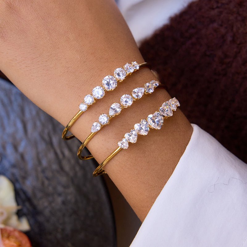 Cross Border Stainless Steel Zircon Bangle Non Fading Light Luxury High Grade Jewelry 18K Gold Titanium Steel European American Jewelry