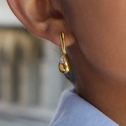 European American Stainless Steel Water Drop Zircon Earrings Light Luxury High Grade Ear Clips Titanium Steel Cross Border Jewelry