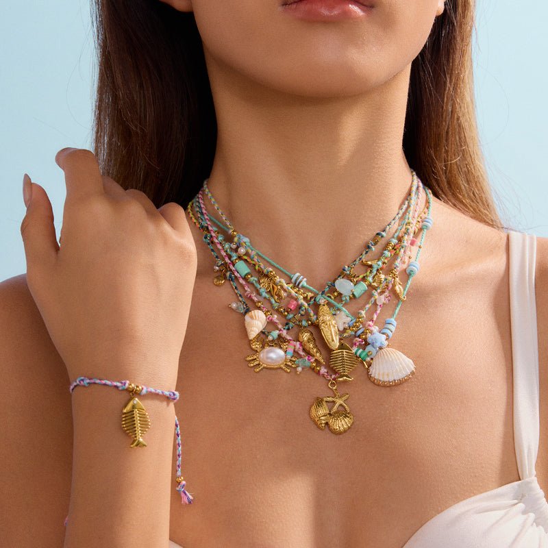 European American Stainless Steel DIY Pendant Rope Necklace Stackable Luxury Clavicle Chain Titanium Steel Jewelry Cross Border