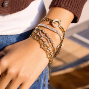 European American Stainless Steel Zircon Tennis Bracelet Light Luxury High Grade INS Korean Style Bracelet Titanium Steel Cross Border Jewelry