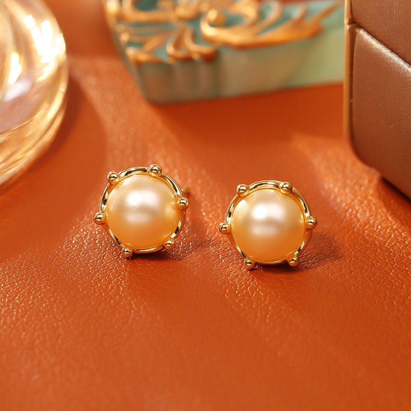 Simple Fashion Pearl Stud Earrings Daily Commute Versatile Luxury Korean Style Tiny Silver Needle Earrings