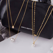 Titanium Steel Faux Pearl Necklace Light Luxury Premium Clavicle Chain Stainless Steel European American Jewelry Cross Border Zircon Jewelry