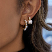 European American Titanium Steel Faux Pearl Earrings Light Luxury Premium Zircon Earrings Stainless Steel Women Jewelry Cross Border