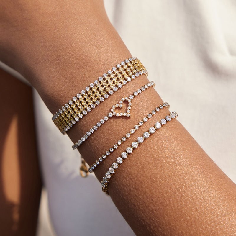 European American Stainless Steel Zircon Tennis Bracelet Light Luxury High Grade Jewelry Minimalist Bracelet Titanium Steel Cross Border Jewelry