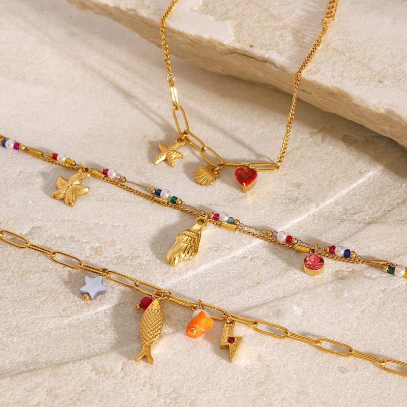 European American Stainless Steel Natural Stone Ocean DIY Bracelet Premium Personalized Jewelry 18K Titanium Steel Jewelry Cross Border