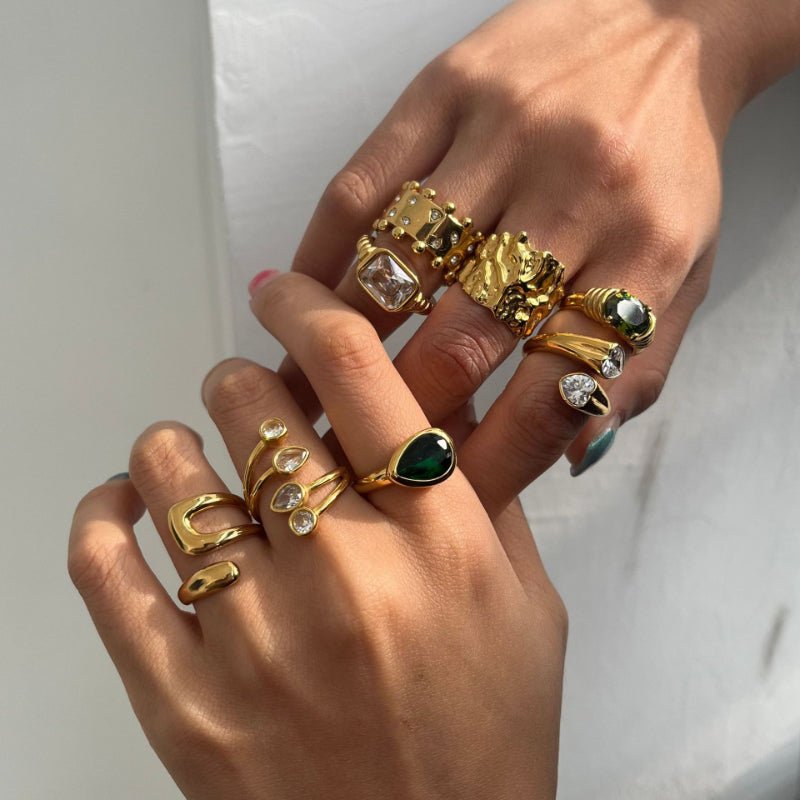 European American Stainless Steel Zircon Ring Minimalist High Grade Korean INS Style Finger Ring Titanium Steel Cross Border Jewelry Ring