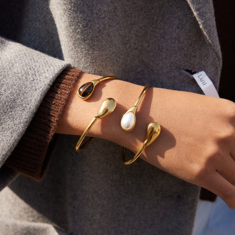 Natural Stone Titanium Steel Ring Light Luxury Premium Bracelet Non Fading Cross Border Hot Sale Jewelry Stainless Steel Jewelry