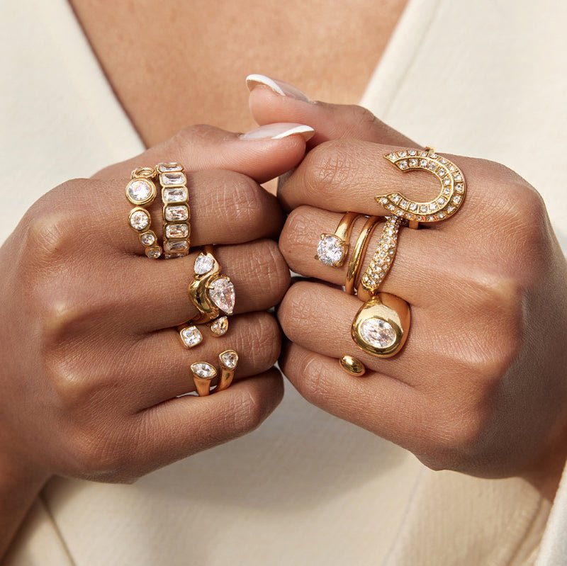 European American Zircon Titanium Steel Ring Minimalist High Grade Korean INS Style Adjustable Opening Ring Stainless Steel Cross Border Jewelry