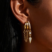 European American Stainless Steel Tassel Earrings Cartilage Studs Titanium Steel Earrings Non Fading Cross Border Jewelry Tassel Pearl