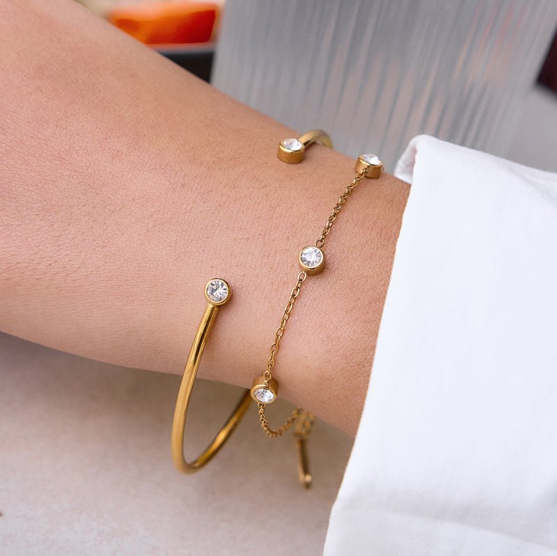 Stainless Steel Zircon Bracelet Bangle European American Jewelry Titanium Steel Cross Border Jewelry For Women Light Luxury Fashion Bangle