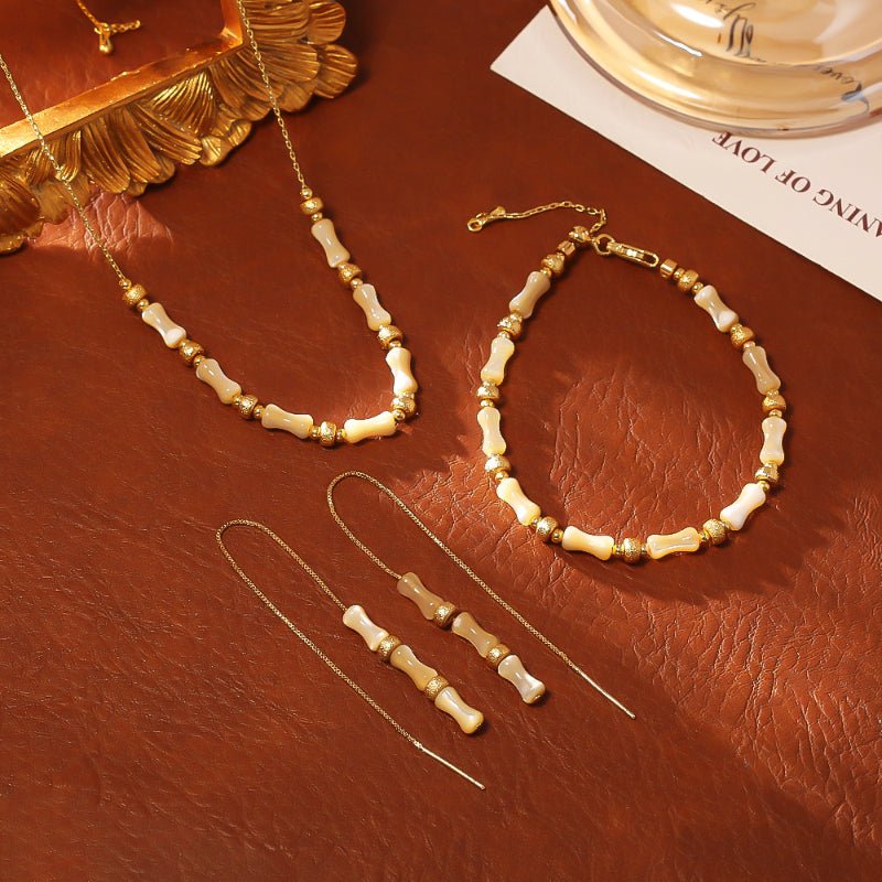 New Chinese Style Bamboo Necklace Bracelet Earrings Natural Shell Luxury Fashion Jewelry For Women