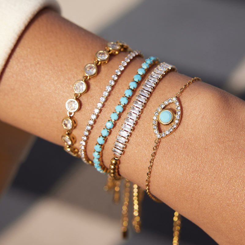 Evil Eye Stainless Steel Zircon Bracelet Light Luxury High Grade Bangle European American Jewelry Titanium Steel Cross Border Jewelry