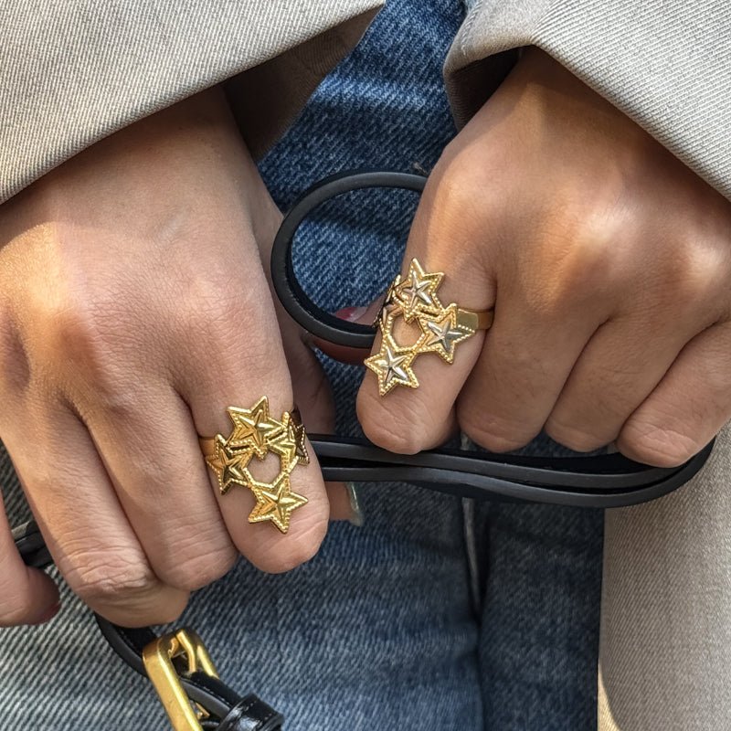 Pentagram Ring Minimalist High Grade Korean INS Style Jewelry Stainless Steel Titanium Steel Cross Border Jewelry For Women