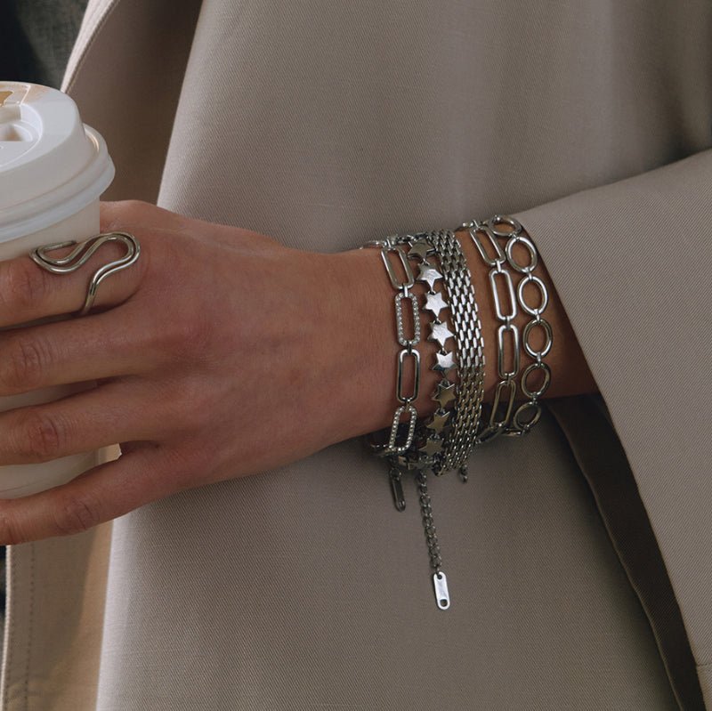 European American Stainless Steel Cuban Chain Bracelet Light Luxury Minimalist For Women Non-Fading Hand Jewelry High Grade Titanium Steel Cross Border Jewelry