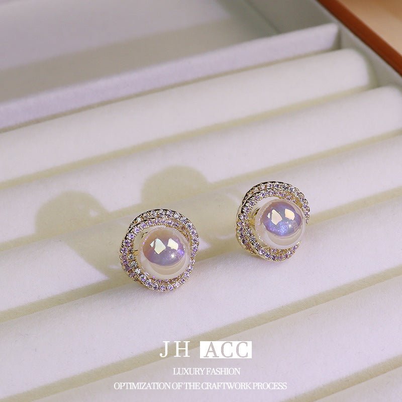 New Trend Niche Design Pearl Earrings 925 Sterling Silver Needle Luxury Zircon Mermaid Pearl Stud Earrings For Women Wholesale