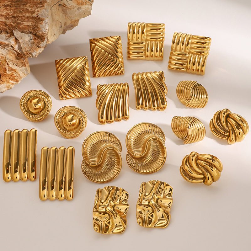 European and American Stainless Steel Geometric Stud Earrings High End Sense Niche INS Style Earrings Titanium Steel Ear Jewelry Earrings