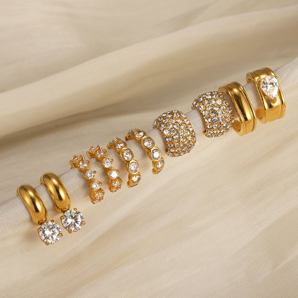 Tarnish-Free Stainless Steel Clip-On Earrings for Women Zircon Light Luxury High-End Jewelry Hypoallergenic Fall Winter Cross-Border Accessories