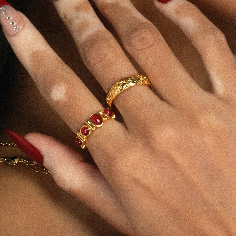 Tiger Eye Titanium Steel Ring Tarnish-Free Band Stainless Steel Agate Jewelry High-End Cross-Border Rings for Women