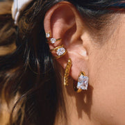 European American Stainless Steel Zircon Earrings Light Luxury High Grade Ear Cuffs No Piercing Titanium Steel Cross Border Jewelry