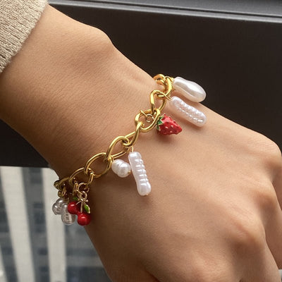 European American Stainless Steel DIY Pearl Bracelet Women Light Luxury Premium Jewelry No Fade Titanium Steel Jewelry Cross Border