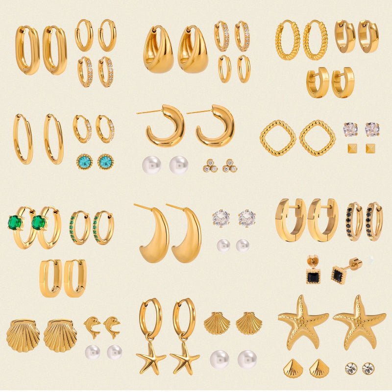 European American 3 Pairs Stainless Steel Zircon Stud Earrings High-End Dainty Pearl Earrings Titanium Steel Cross-Border Ear Jewelry for Women