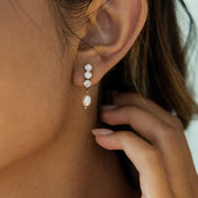 Titanium Steel Freshwater Pearl Stud Earrings Light Luxury Premium Earrings Stainless Steel Zircon Jewelry For Women Non Fading Cross Border