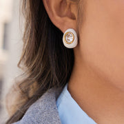 Stainless Steel Enamel Zircon Water Drop Stud Earrings Light Luxury High Grade Minimalist Earrings Titanium Steel European American Cross Border Jewelry