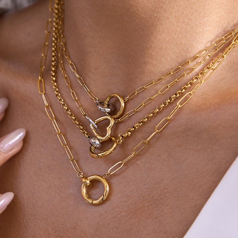 Cross Border DIY Buckle Titanium Steel Love Necklace Women Light Luxury Premium Clavicle Chain Stainless Steel Jewelry